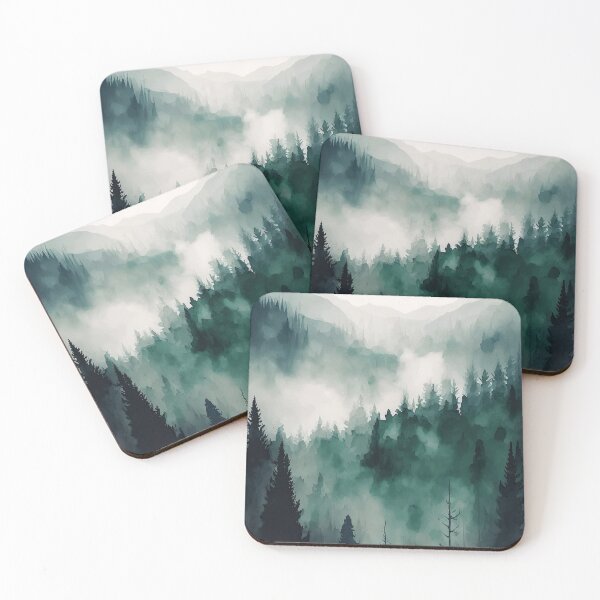 Item preview, Foggy Green Forest Abstract Watercolor designed and sold by NLopezArt.