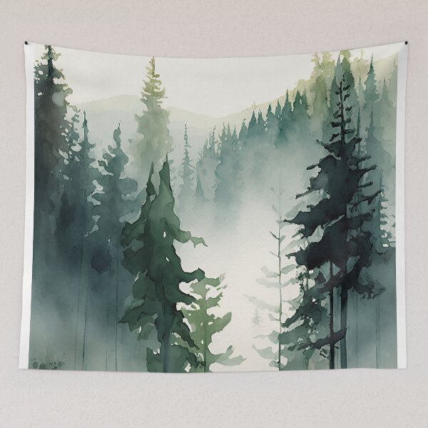 Item preview, Foggy Green Forest Abstract Watercolor designed and sold by NLopezArt.