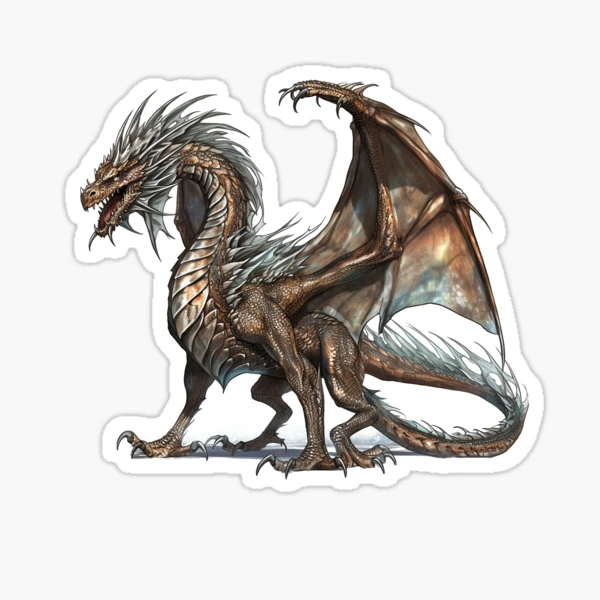 Gold Dragon Chibi Kiss-cut Stickers, Fantasy Stickers for Tabletop