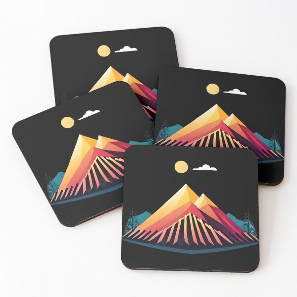 Item preview, A Mountain Sunrise - A Geometric Landscape in Pink and Orange Hues designed and sold by GalihDA.