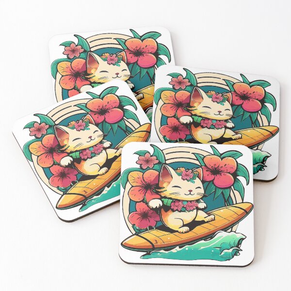 Item preview, Kawaii Kitty Surfing in Kauai designed and sold by Kona Cat Creationz.