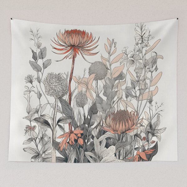 Item preview, Elegant Native Australian Flower Art Line Sketch Bohemian Style designed and sold by StickeryPickery.