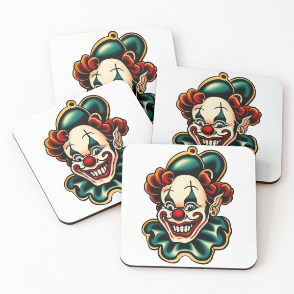 Item preview, Retro tattoo flash of an evil clown designed and sold by Donkey's Salad.