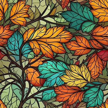 Artwork thumbnail, Stained Glass Fall leaves by StylizedPattern