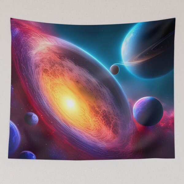 Item preview, Colourful space scene with multiple planets May 4th 2022 designed and sold by Arc1.