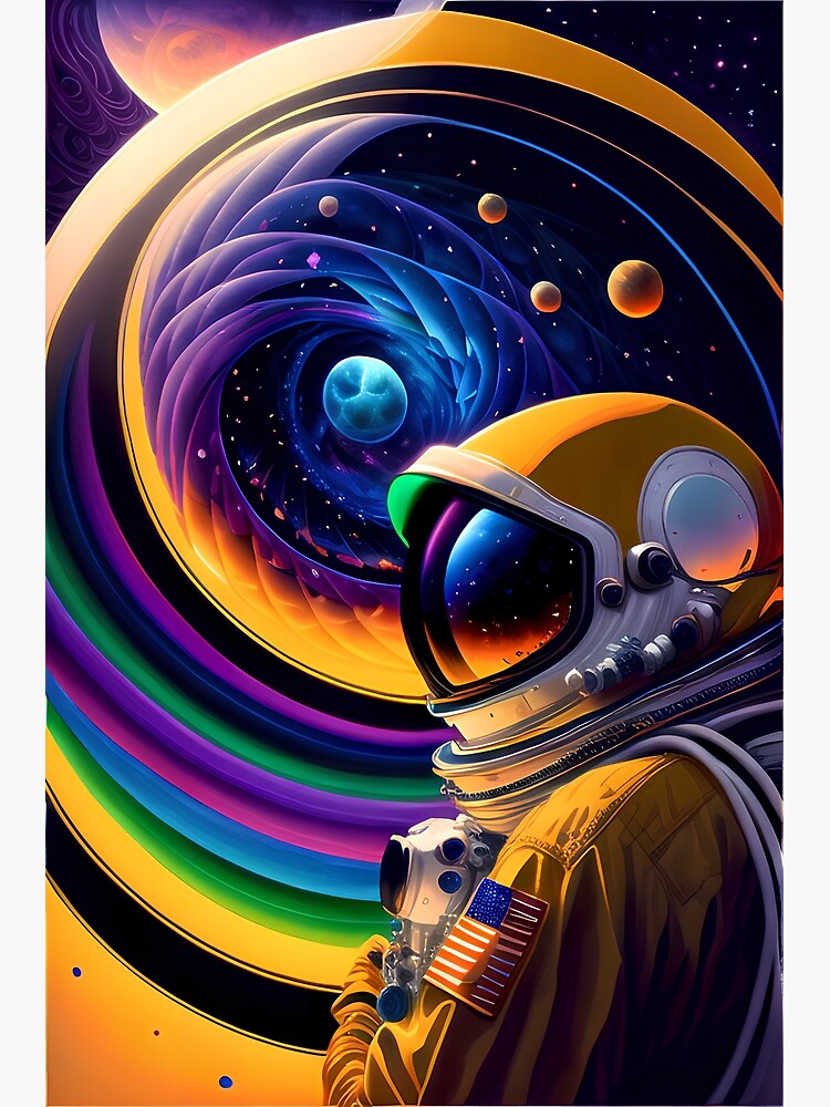 Discover Astronaut Posing with Event Horizon Premium Matte Vertical Poster