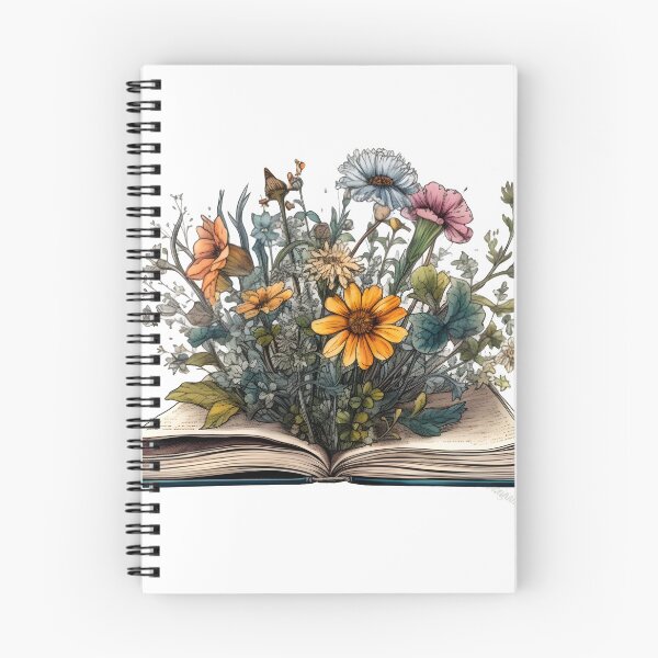 Item preview, Elegant Bohemian Flowers Growing From A Book Sketch designed and sold by StickeryPickery.