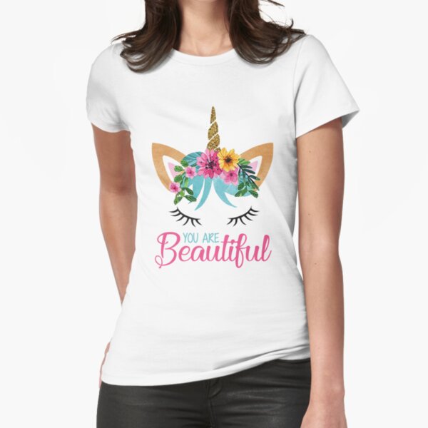 Beautiful - Unicorn - Modern Design Fitted T-Shirt
