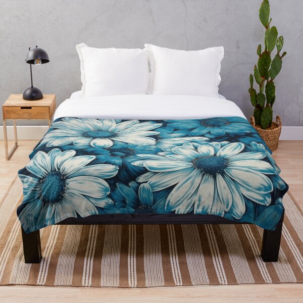 Item preview, blue and white daisies, blue blossoms designed and sold by M2JRA.