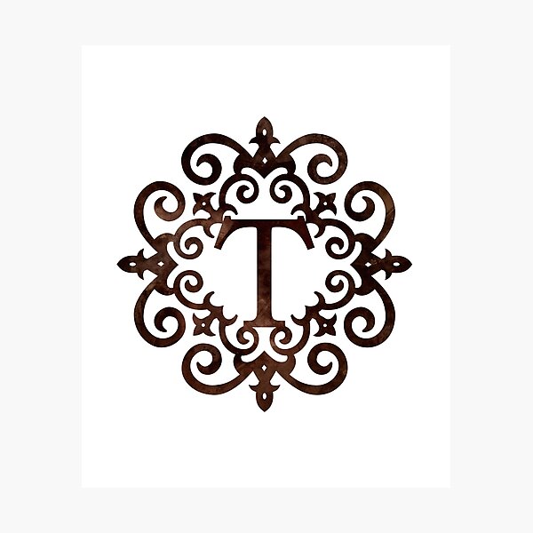 Aperçu de l'œuvre Monogramme T Rustique Motif gothique créée et vendue par simplymonogram.