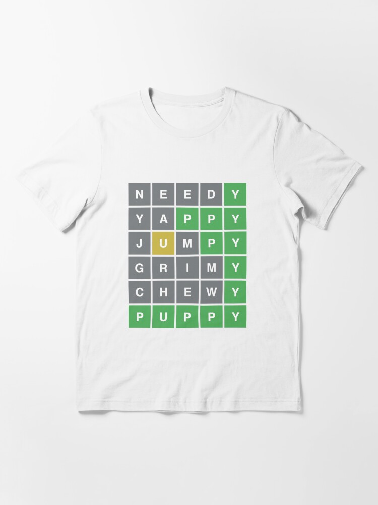 Wordle Needy Yappy Jumpy Grimy Chewy PUPPY Dog Lover's Gift | Essential  T-Shirt