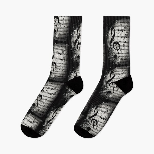 Item preview, Black and white treble clef musical score designed and sold by Artbellachi.
