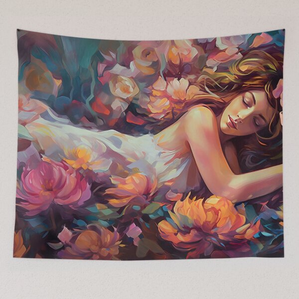 Item preview, Beautiful woman sleeping in the garden designed and sold by Art by Lilia.