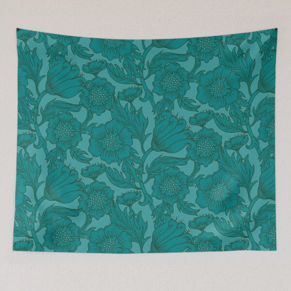 Item preview, Teal Floral Flourish - Large designed and sold by latheandquill.