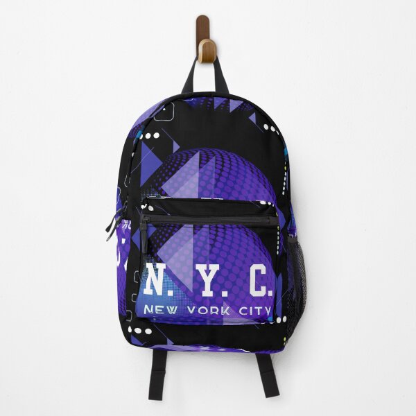 Item preview, New York City, Illustration with 3D geometric shapes in shades of blue and lilac colors. designed and sold by Malogue.