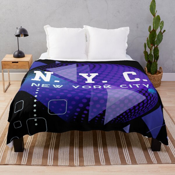Item preview, New York City, Illustration with 3D geometric shapes in shades of blue and lilac colors. designed and sold by Malogue.