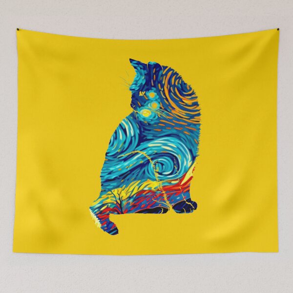 Artikelvorschau, Van Gogh Sternennacht Katze entworfen und verkauft von Vangoholic.