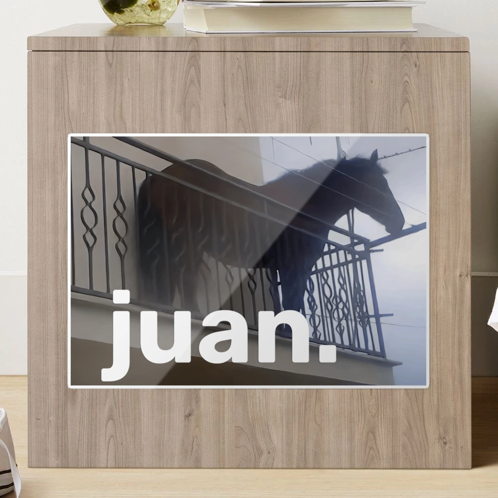 Juan Horse On Balcony Funny Meme Sticker for Sale by fomodesigns