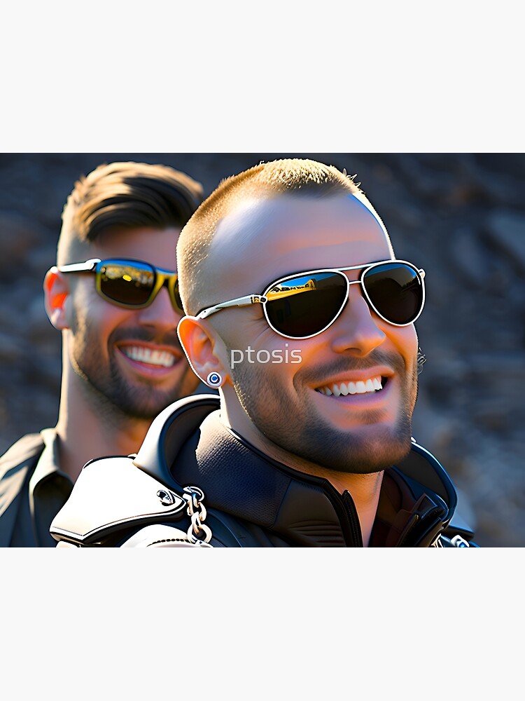 Two Guys Sunglasses Smiling Poster for Sale by ptosis