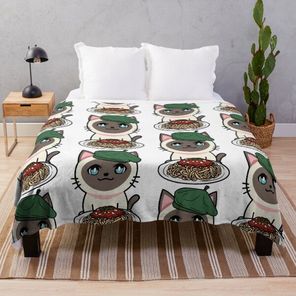 Item preview, Cute siamese cat eating spaghetti8 designed and sold by thanhnghiep14.