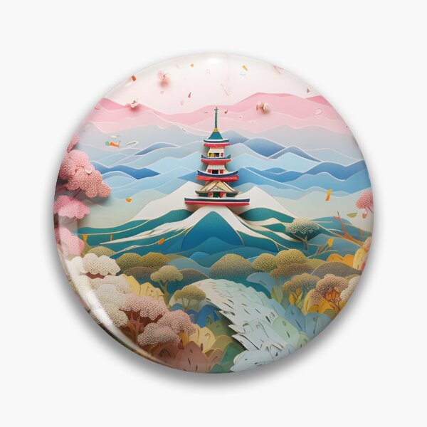 Item preview, Multi - dimensional paper kirigami craft, paper illustration, Japan Mount Fuji illustration on white background, Looking down from the air designed and sold by Gabruk.