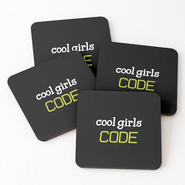 Item preview, 'Cool Girls Code' (Black/Lime/White) designed and sold by The Button Gal.