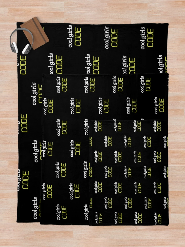 Aperçu 5 sur 6. Plaid avec l'œuvre 'Cool Girls Code' (Black/Lime/White) créée et vendue par The Button Gal.
