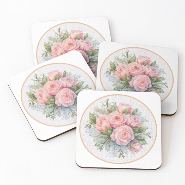 Item preview, Embroidery of a roses bouquet in a round frame designed and sold by Baart72.