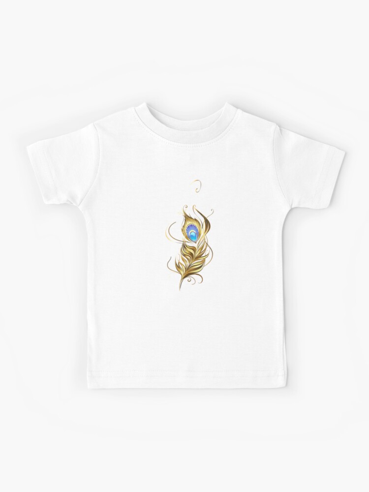 Golden peacock feather ( Gold feather ) Kids T-Shirt for Sale by  Blackmoon9