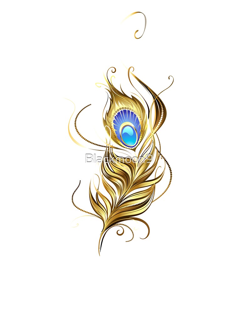 Golden peacock feather ( Gold feather ) Kids T-Shirt for Sale by  Blackmoon9