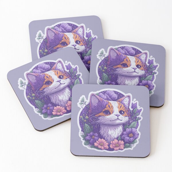 Item preview, Cat with flowers in purple style (pride version) designed and sold by EncourageUMore.