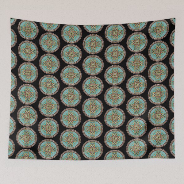 Item preview, Kaleidoscope Turquiose and Gold in Celtic Circle Frame 1 designed and sold by Swabcraft.