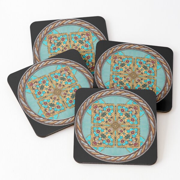 Item preview, Kaleidoscope Turquiose and Gold in Celtic Circle Frame 2 designed and sold by Swabcraft.