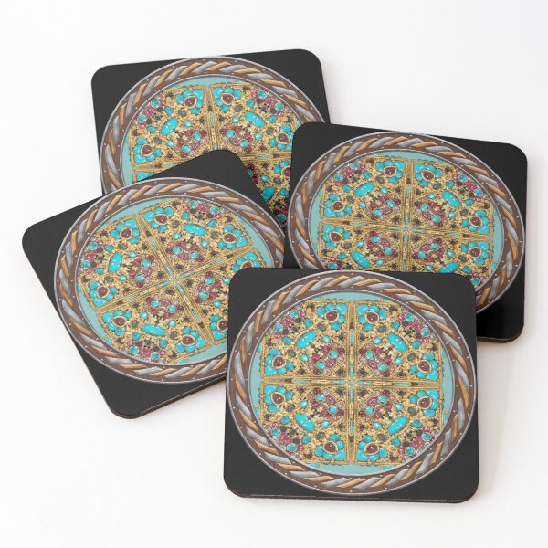 Item preview, Kaleidoscope Turquiose and Gold in Celtic Circle Frame 3 designed and sold by Swabcraft.