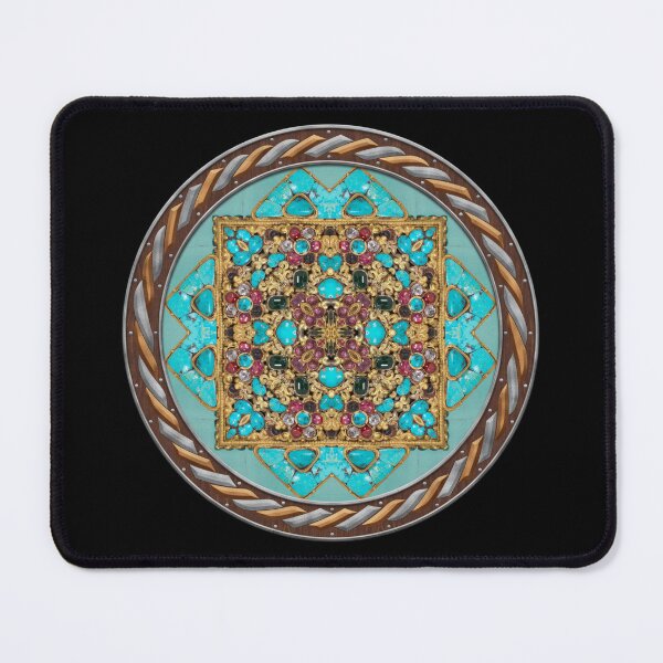 Item preview, Kaleidoscope Turquiose and Gold in Celtic Circle Frame 4 designed and sold by Swabcraft.