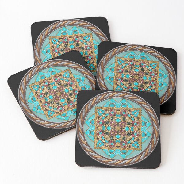 Item preview, Kaleidoscope Turquiose and Gold in Celtic Circle Frame 4 designed and sold by Swabcraft.