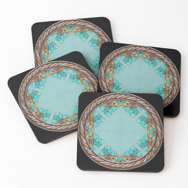 Item preview, Kaleidoscope Turquiose and Gold in Celtic Circle Frame 6 designed and sold by Swabcraft.