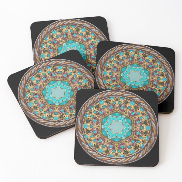 Item preview, Kaleidoscope Turquiose and Gold in Celtic Circle Frame 8 designed and sold by Swabcraft.