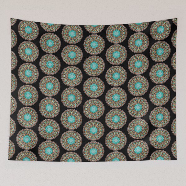 Item preview, Kaleidoscope Turquiose and Gold in Celtic Circle Frame 8 designed and sold by Swabcraft.