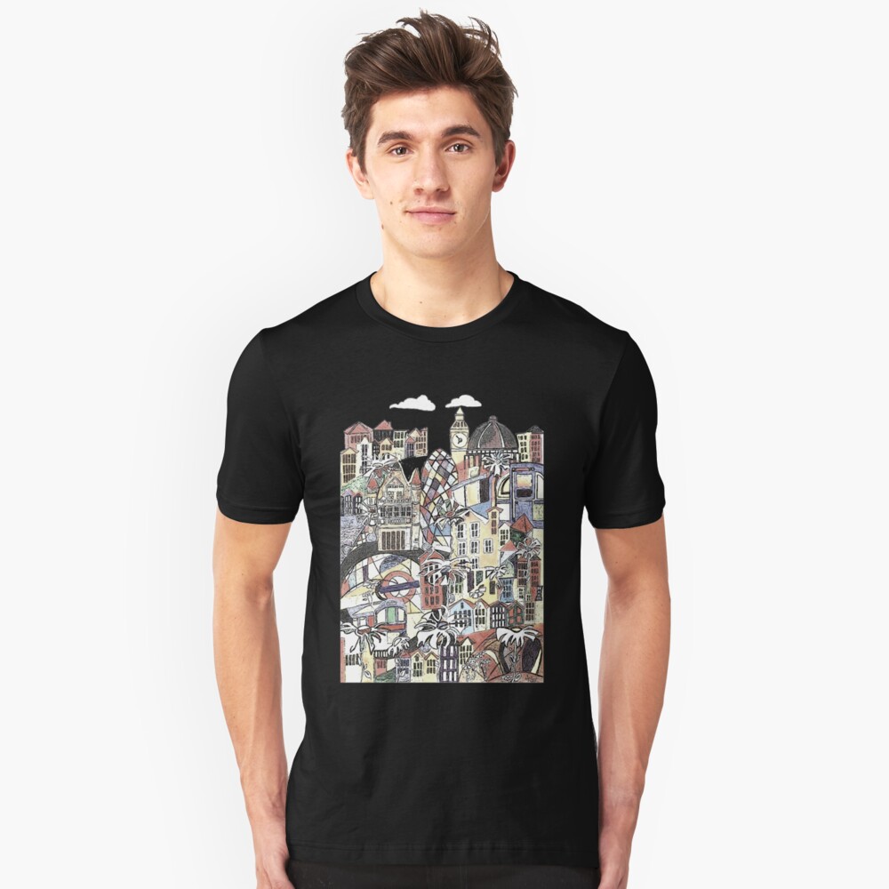 London blooms cityscape Slim Fit T-Shirt