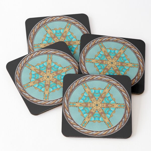 Item preview, Kaleidoscope Turquiose and Gold in Celtic Circle Frame 10 designed and sold by Swabcraft.