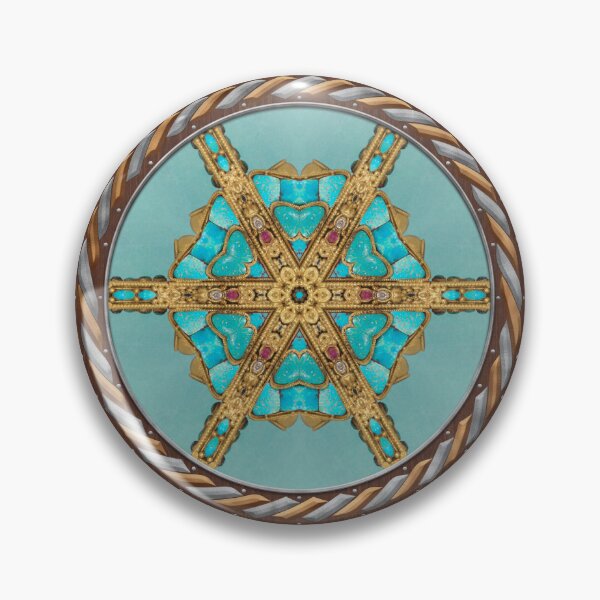 Item preview, Kaleidoscope Turquiose and Gold in Celtic Circle Frame 10 designed and sold by Swabcraft.