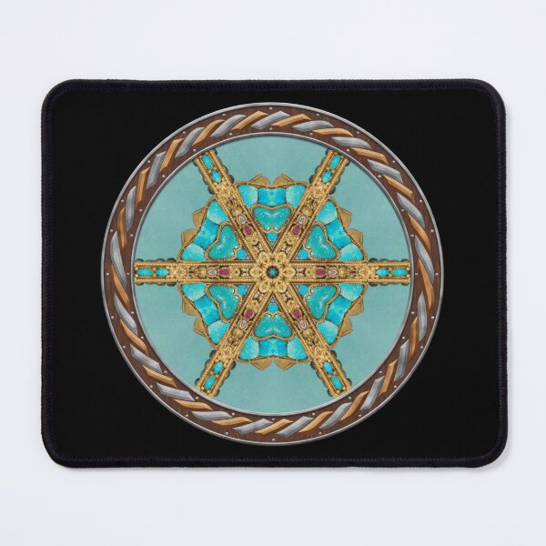 Item preview, Kaleidoscope Turquiose and Gold in Celtic Circle Frame 10 designed and sold by Swabcraft.