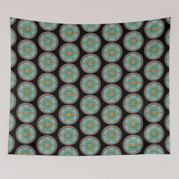 Item preview, Kaleidoscope Turquiose and Gold in Celtic Circle Frame 10 designed and sold by Swabcraft.