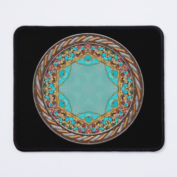 Item preview, Kaleidoscope Turquiose and Gold in Celtic Circle Frame 11 designed and sold by Swabcraft.