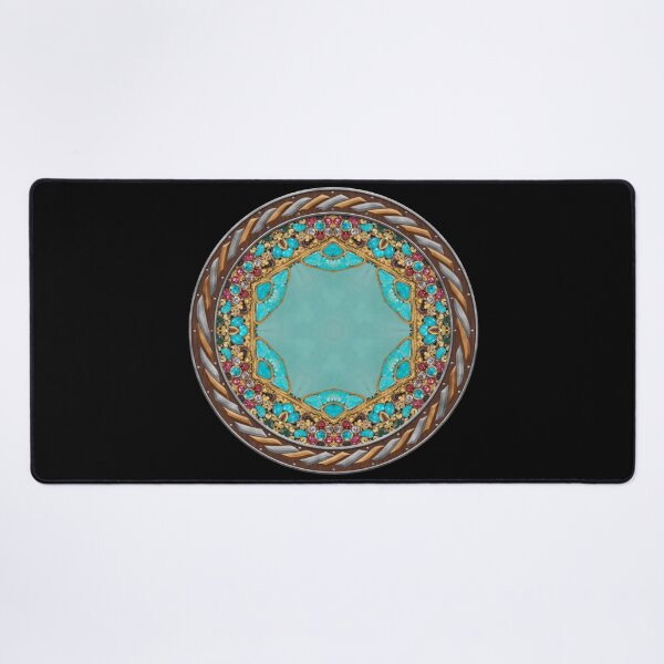 Item preview, Kaleidoscope Turquiose and Gold in Celtic Circle Frame 11 designed and sold by Swabcraft.