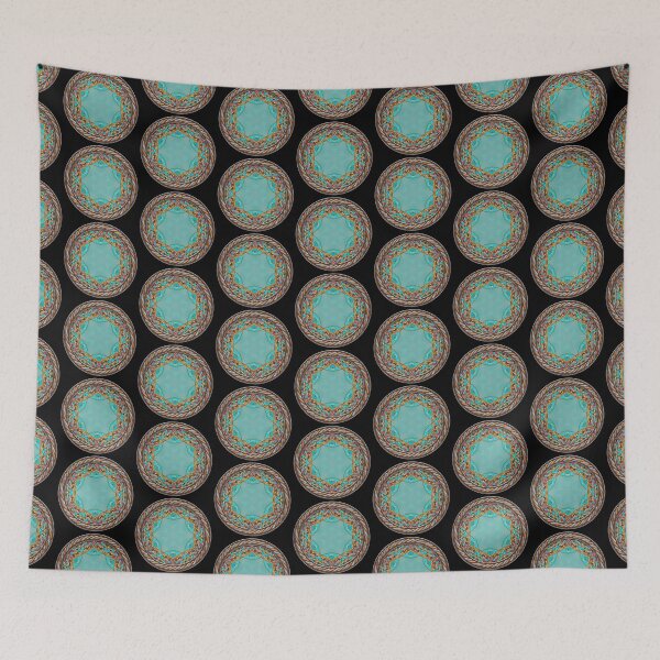 Item preview, Kaleidoscope Turquiose and Gold in Celtic Circle Frame 11 designed and sold by Swabcraft.