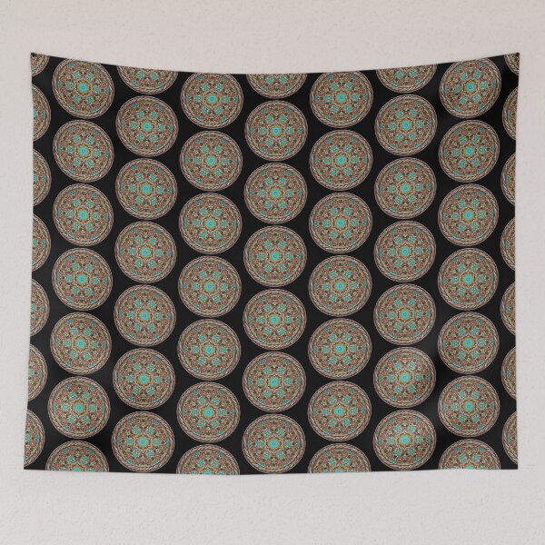 Item preview, Kaleidoscope Turquiose and Gold in Celtic Circle Frame 12 designed and sold by Swabcraft.