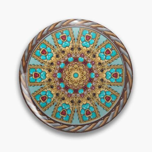 Item preview, Kaleidoscope Turquiose and Gold in Celtic Circle Frame 13 designed and sold by Swabcraft.
