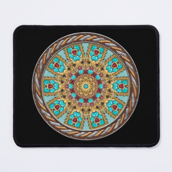 Item preview, Kaleidoscope Turquiose and Gold in Celtic Circle Frame 13 designed and sold by Swabcraft.